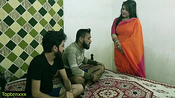 Wild Threesome With Malkin Aunty And Two Young Studs! Hindi Moans!