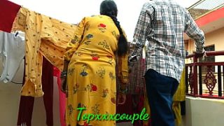 Caught My Desi Sister-in-law Drying Clothes On The Roof And Had My Way With Her