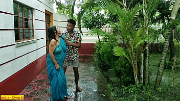 Sultry Indian Aunty’s Rainy Day Outdoor Fuck