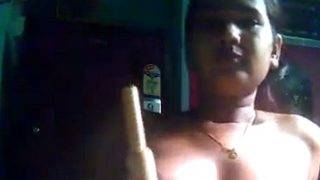 Desi Girl Gets Off Using A Kitchen Utensil