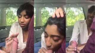 Tamil Chick Gives Sloppy Head To Her White Man In The Car, Caught On Mms