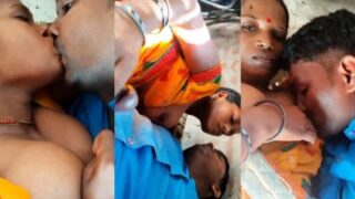 Bihari Hubby Latches Onto His Wife’s Tits While She Jerks Him Off