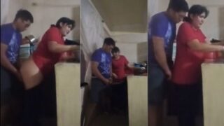 Pervert Gets Off On Bending His Stepmom Over The Kitchen Counter For A Rough Standing Fuck.